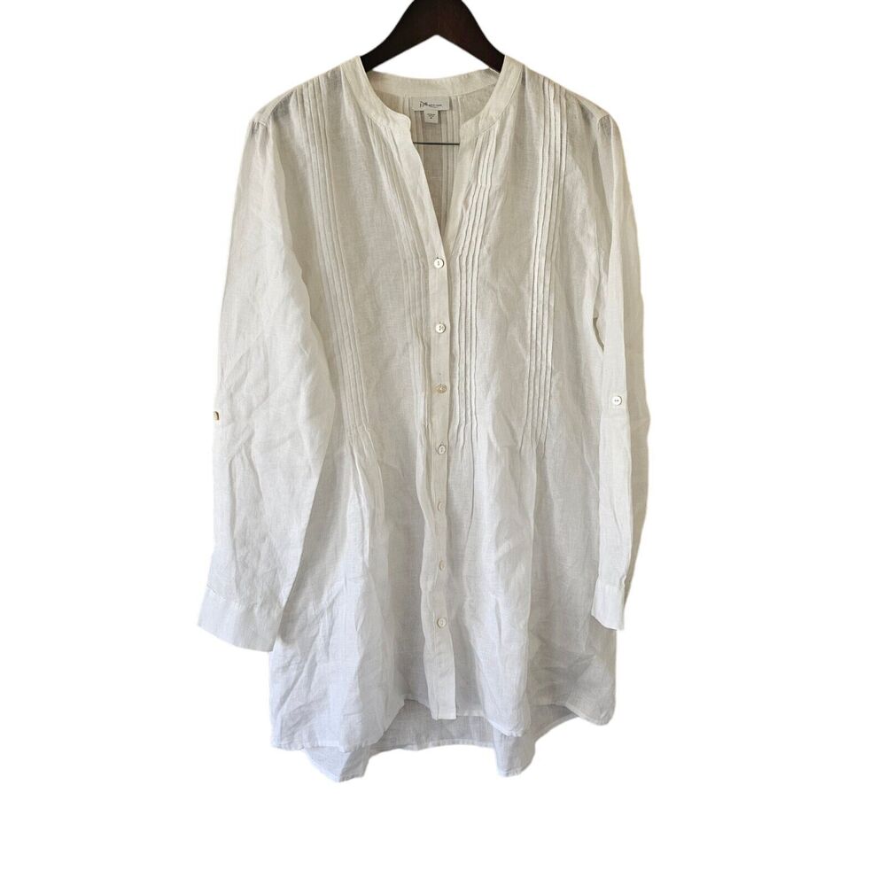 J.JILL  Love‎ Linen 100% Linen Tunic Oversized Cottagecore MEDIUM